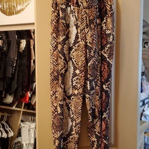 Snakeskin elastic waist pants
